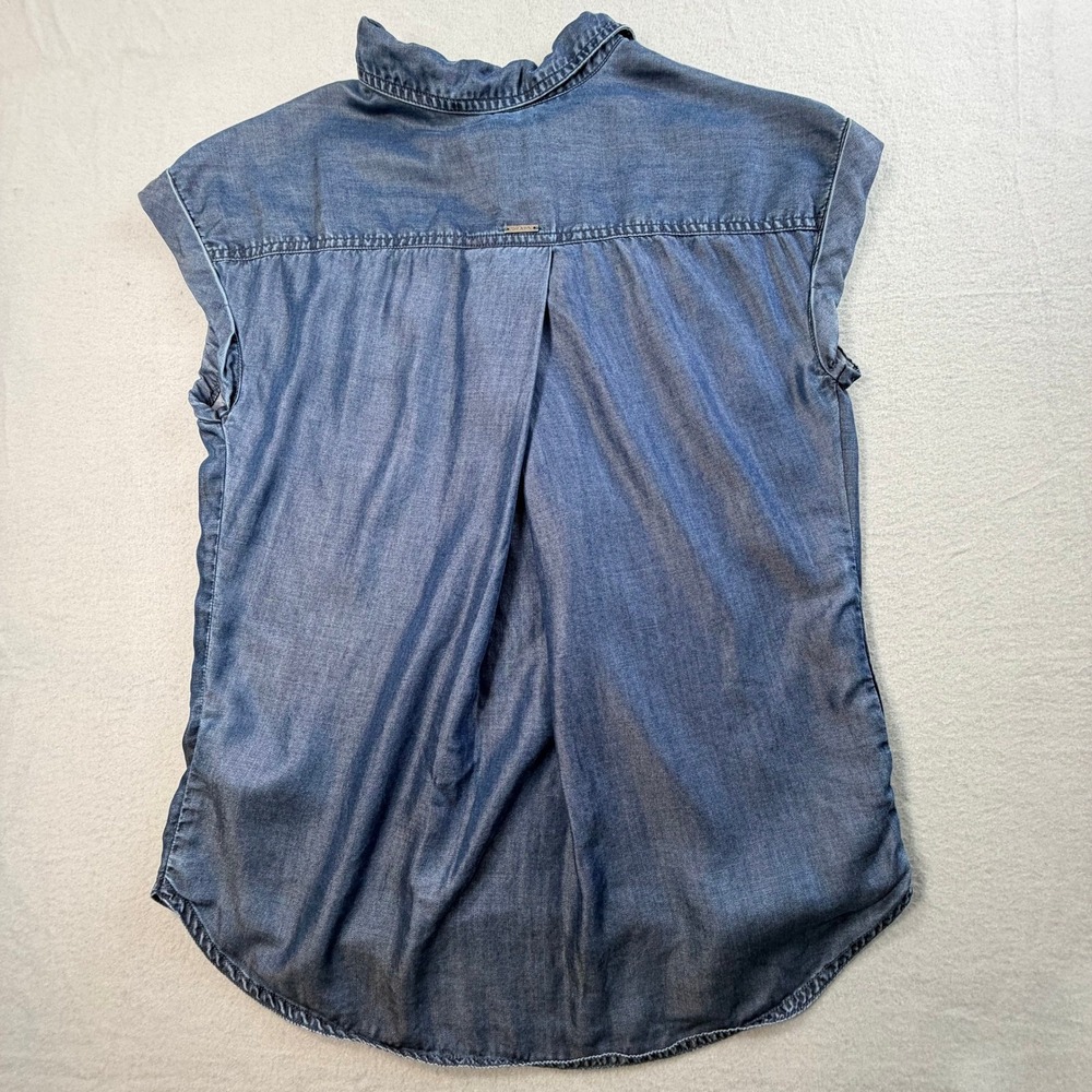 Prana Blue Chambray Button down Shirt XS Tencel Hiking Casual Minimalist - Picture 3 of 10